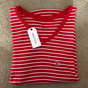BRAND NEW! Nautica V-Neck Striped Shirt